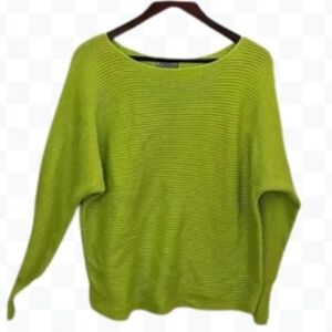 JCP Neon Green Ribbed Sweater Sz XL